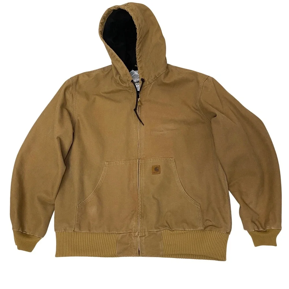 Carhartt J140 USA Duck Active Jacket Hooded Thermal Lined Brown XL Regular